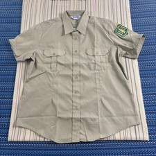 Vintage Lion Shirt Mens Large Green Forest Service Short Sleeve Ranger Y2K 90s