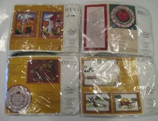 VINTAGE 1985 THE CREATIVE CIRCLE CRAFT SEWING KITS * 4 SEALED * CANVAS & CLOTH
