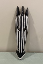 Hand Carved 18  Wooden Zebra Wall Mask Decor Made In Indonesia