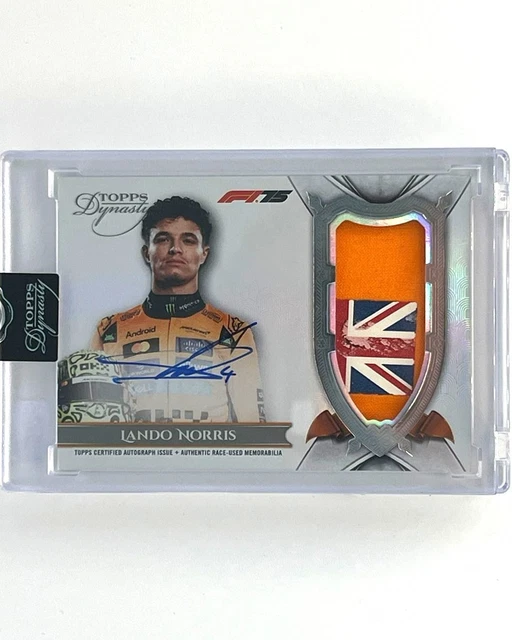 2025 Topps Dynastsy F1 Lando Norris *RACE WORN* Suit Flag Patch Auto /2