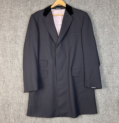 Paul Smith British Collection 100% Wool Overcoat Mens XL Gray Velvet Collar