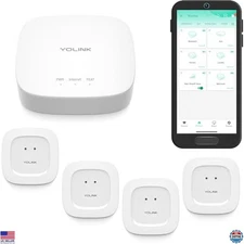 YoLink Water Leak Detection Kit: Hub + 4 Sensors, Long-Range Alerts, 5-Year