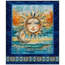 Bohemian Sunrise By Quilting Treasures - Navy Sunrise Panel  #31086-N