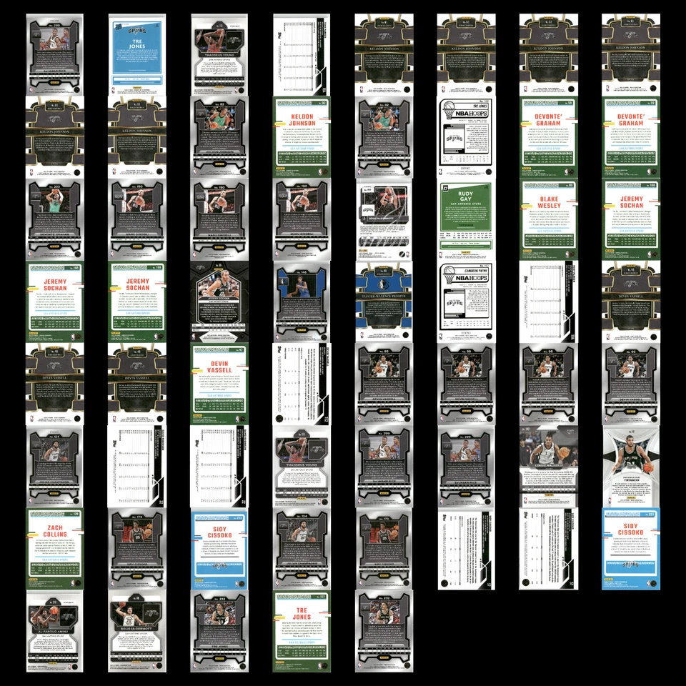 Lote 61 cartas de los San Antonio Spurs Prizms, refractor, novatos 2020-24 Panini Topps NBA Foto 2 de 4