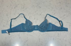 Studio La Perla Blue Velvet Trim Mesh Bra Size 38C