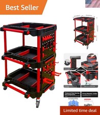 Rust-proof Mobile 3-tier Utility Organizer For Mechanics Adjustable Durable