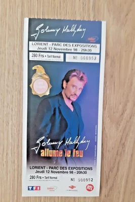 JOHNNY HALLYDAY Ticket Billet Concert Jeudi 12 Novembre 1998 avec TALON T/Normal - Photo 1/2