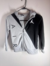 Nike Air Jordan Youth Medium 5-6 Years Zip Up Jacket Gray Black With Hood