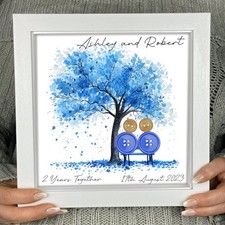 Personalised Button Art 2nd Wedding Anniversary Gift Keepsake 2 Years Cotton