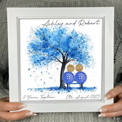Personalisierte Button Art 2. Hochzeitstag Geschenk Andenken 2 Jahre Baumwolle