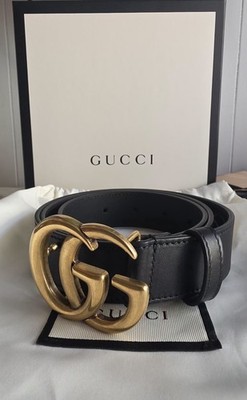 【極美品】GUCCI グッチGGマーモントレザーベルト414516 85/34 Gucci GG Marmont Belt 85/34 Black Leather Standard 414516 | eBay