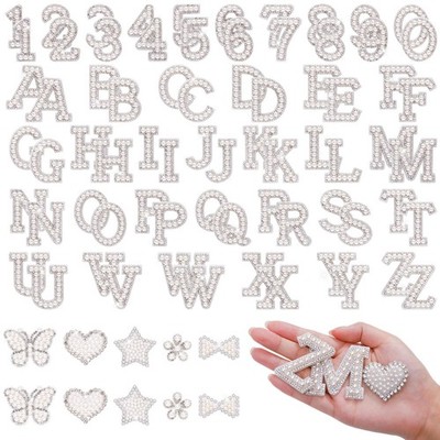 82Pcs Self Adhesive Pearl Letter Patches (A-Z),Number Patch 0-9,Glitter Pearl...