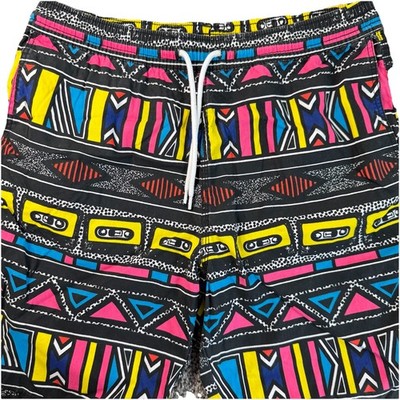 H&M Divided 90s Retro Shorts Adult 30 Geometric Tribal Hip Hop Bright Colors EUC