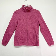 Swiss Tech Long Sleeve Cranberry Zip Up Fleece with Pockets Polyester Women's S