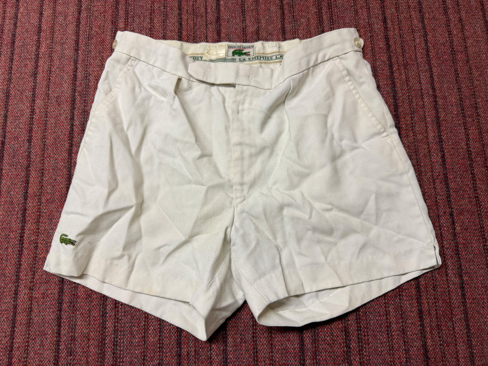 MENS USED VINTAGE 1970S LACOSTE CHEMISE ATHLETIC TENNIS SHORTS SIZE SMALL MEDIUM