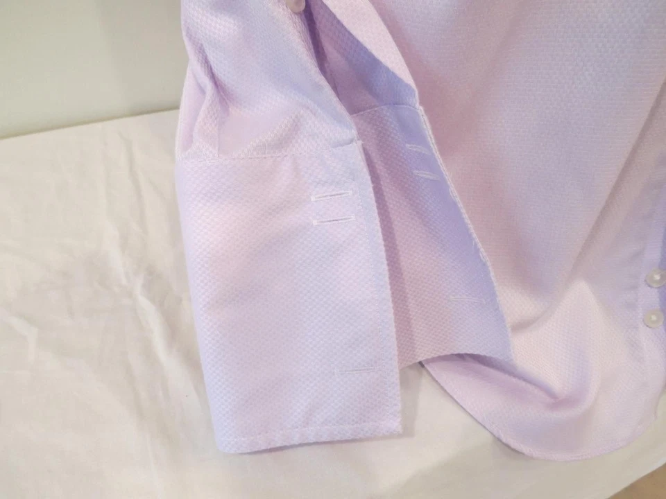 Camisa de vestir para hombre Tasso Elba lavanda algodón puño francés grande 16,5 - 32/33 Foto 3 de 4
