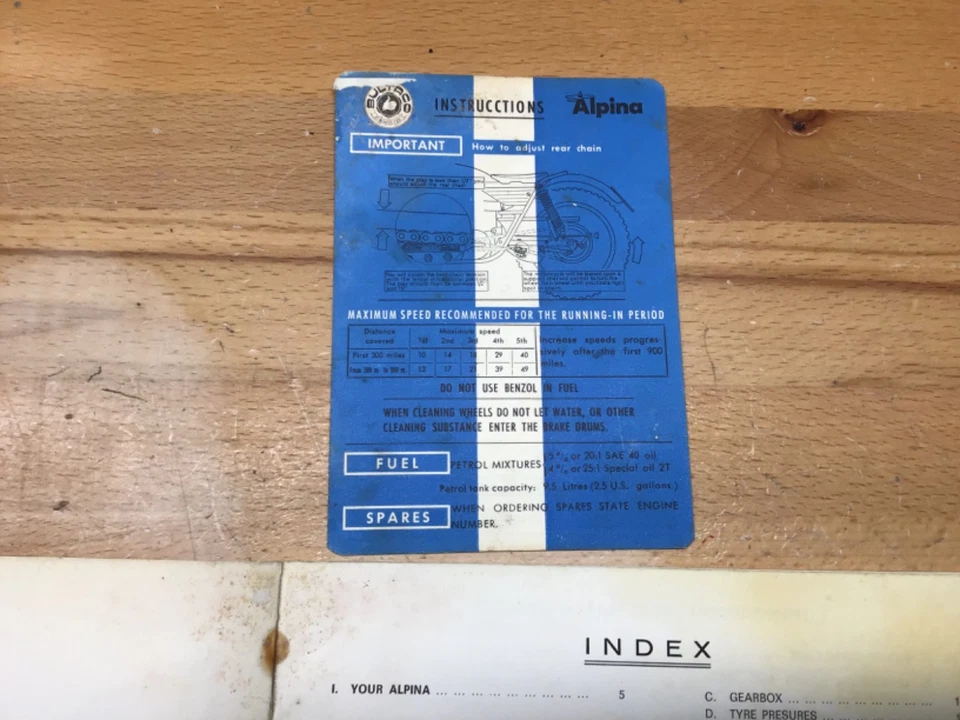 Manual del propietario original Bultaco Alpina 250 350 modelo 115 116 Foto 4 de 4