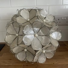 Capiz Shell Ceiling Light Shade Pearlescent H28cm D32cm Flower Shaped Metal READ