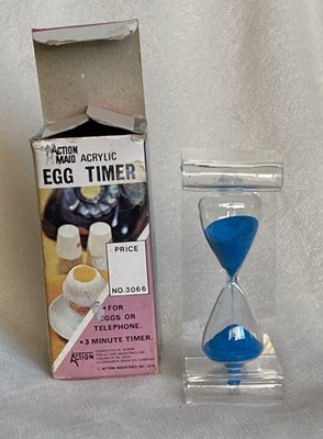 1970 s Acrylic Egg Timer w/ Box VINTAGE Action Made No. 3066