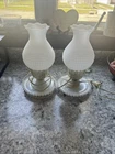 1 pair Vintage Plymouth Harlee Hobnail Milk Glass Portable Lamps