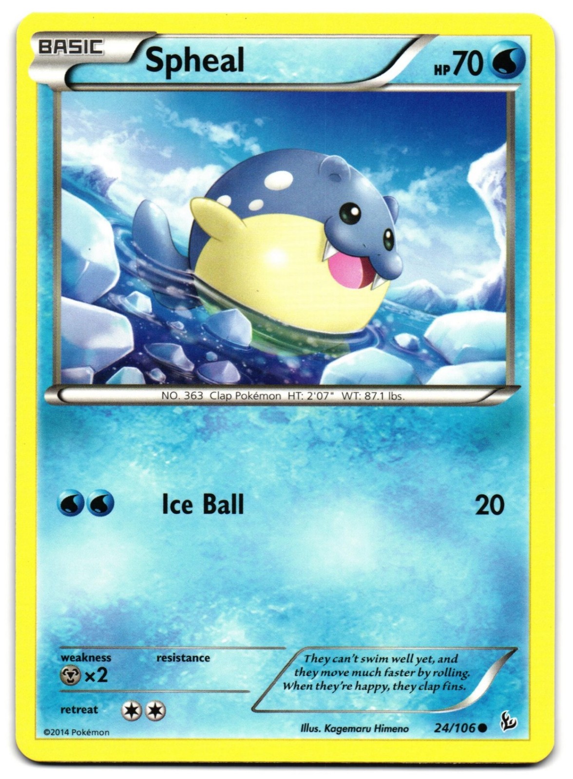 SPHEAL 24/106 - NM - FLASHFIRE ENGLISH 2014 POKEMON CARD