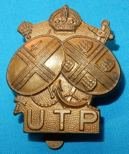 WW2 UTP UPPER THAMES PATROL HOME GUARD BRITISH MILITARY CAP BADGE WORLD WAR II