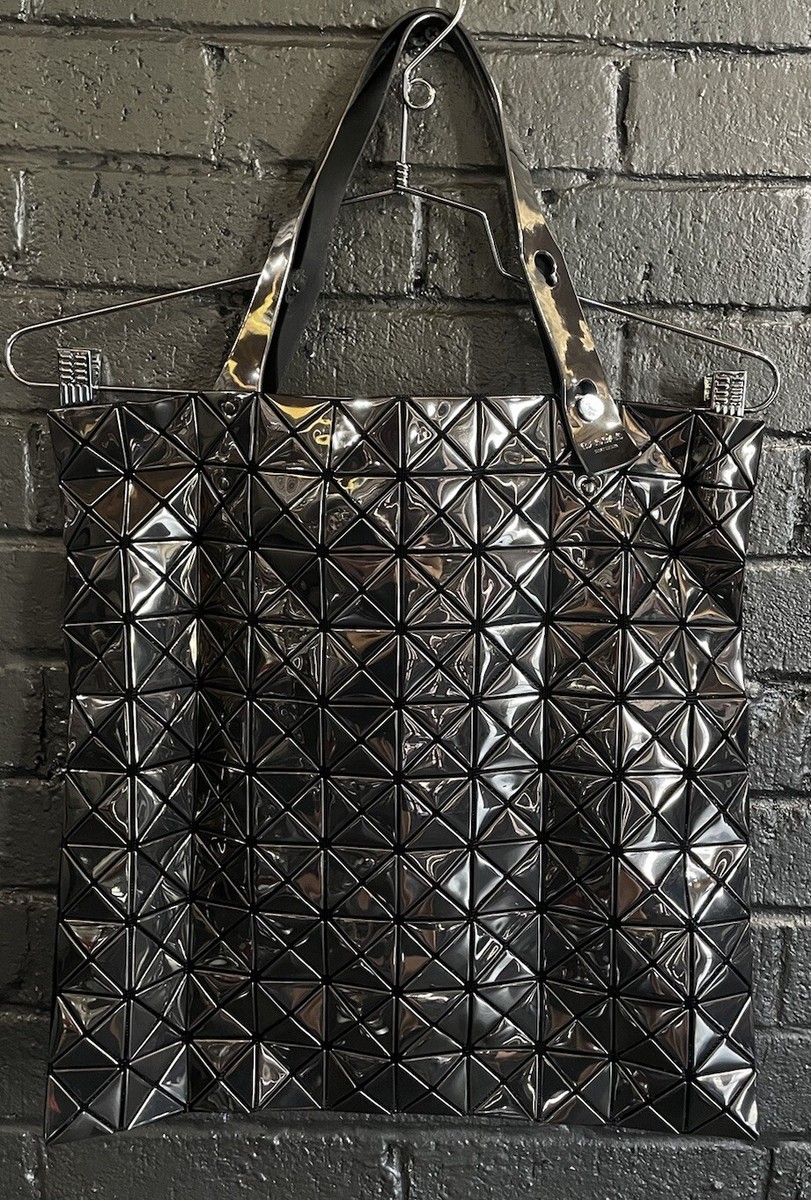 BAO BAO ISSEY MIYAKE Prism Geometric Mirror Metallic Silver Tote Handbag