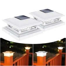 2Pack Solar Post Deck Cap Lights Outdoor Fence Dock 4x4/6x6 LED Lamp PVC Vinyl