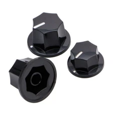 1 Set 3pcs Plastic Control Knobs For Jazz Bass Guitar Parts Replacement BLACK