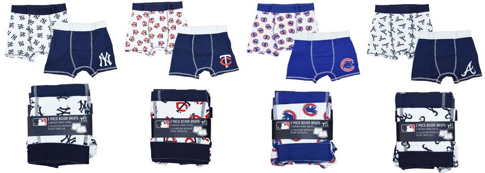 MLB Boys 2-Pack Boxer Briefs Underwear NWT | Yankees Cubs Braves Twins