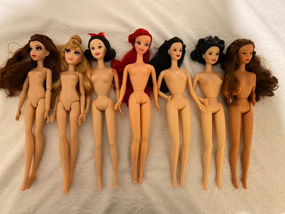 Disney Princess Barbie Dolls, Lot of 8, Used - Good Condition