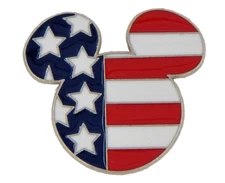 Mickey Head Shape American Flag Individual Disney Park Trading Pin ~ Brand New