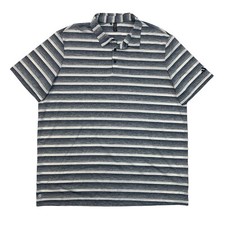 Adidas Golf Polo Shirt Mens 2XL Navy Two Color Striped Lightweight Short Sleeve
