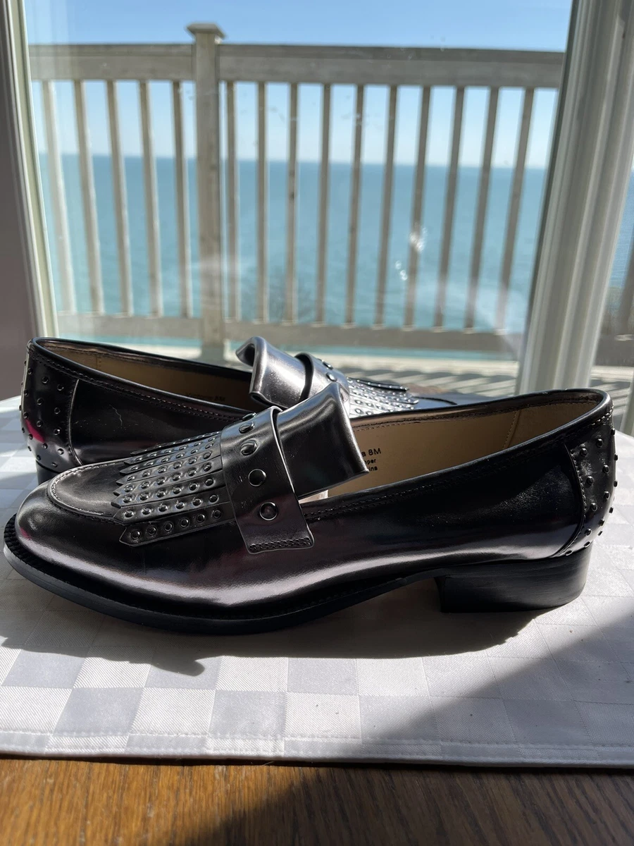 Botkier Women s Victoria Pewter Studded Patent Leather Kiltie