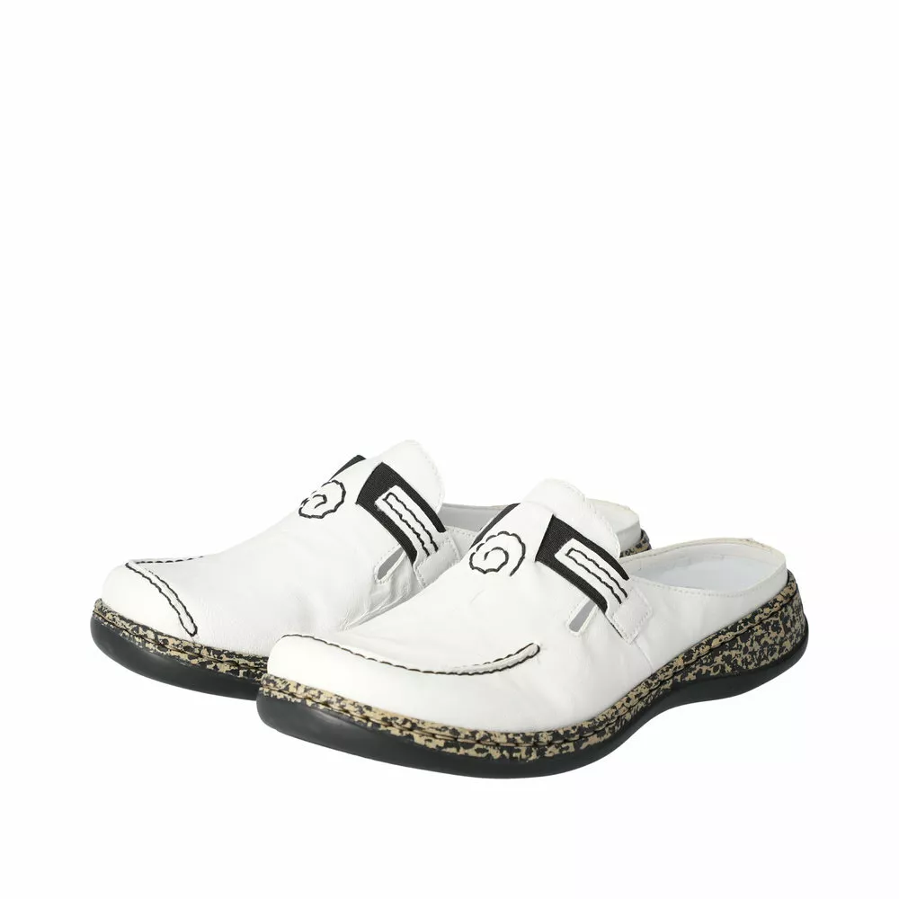 Rieker Women Clogs Sabot Mules Slippers Home Slippers White 46393
