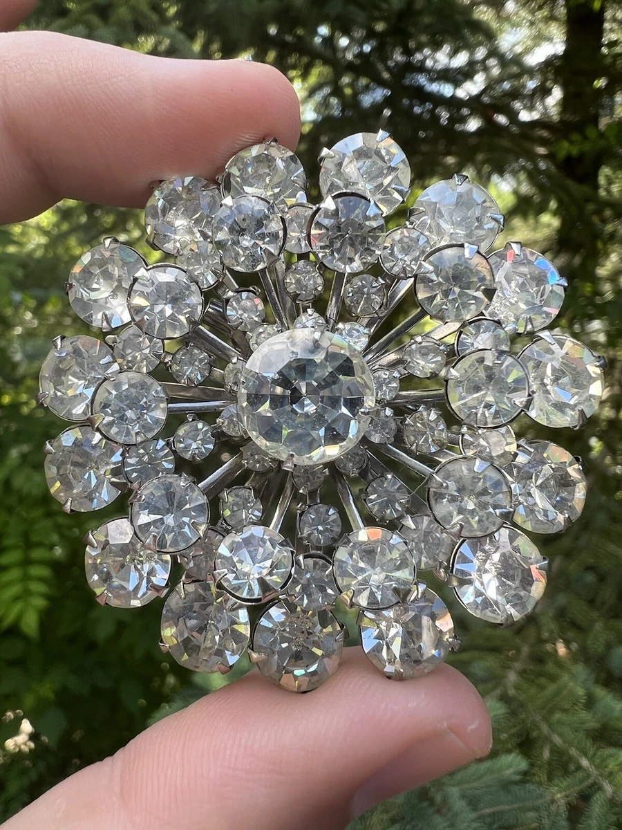 Bridal Silver Crystal Rhinestone Brooch