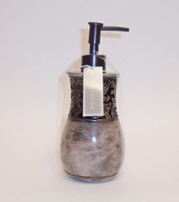 NEW BEEKMAN HOME GRAY MARBLE PATTERN+GOLD+BROWN TONE RESIN SOAP+LOTION DISPENSER