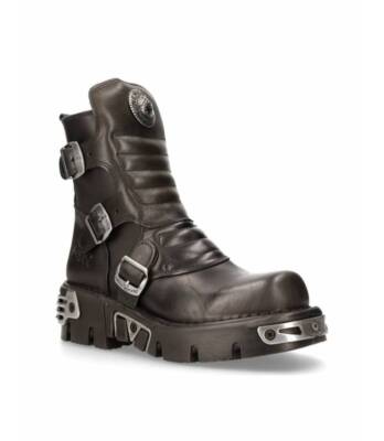 Bota de PIEL NEW ROCK Negro Hebillas Buckle leather boot Unisex M.1482X-S1