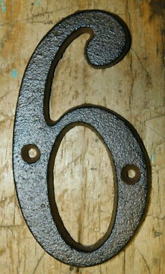 Rustic BROWN Cast Iron Metal House Numbers Street Address 4 INCH Phone #'s 6