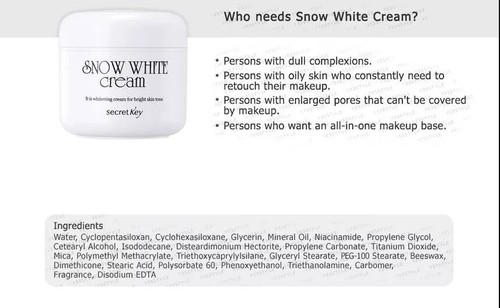 Secret Key Snow White Cream (10/2026) 50g + Snow White Milky Pack 200g - Picture 2 of 8