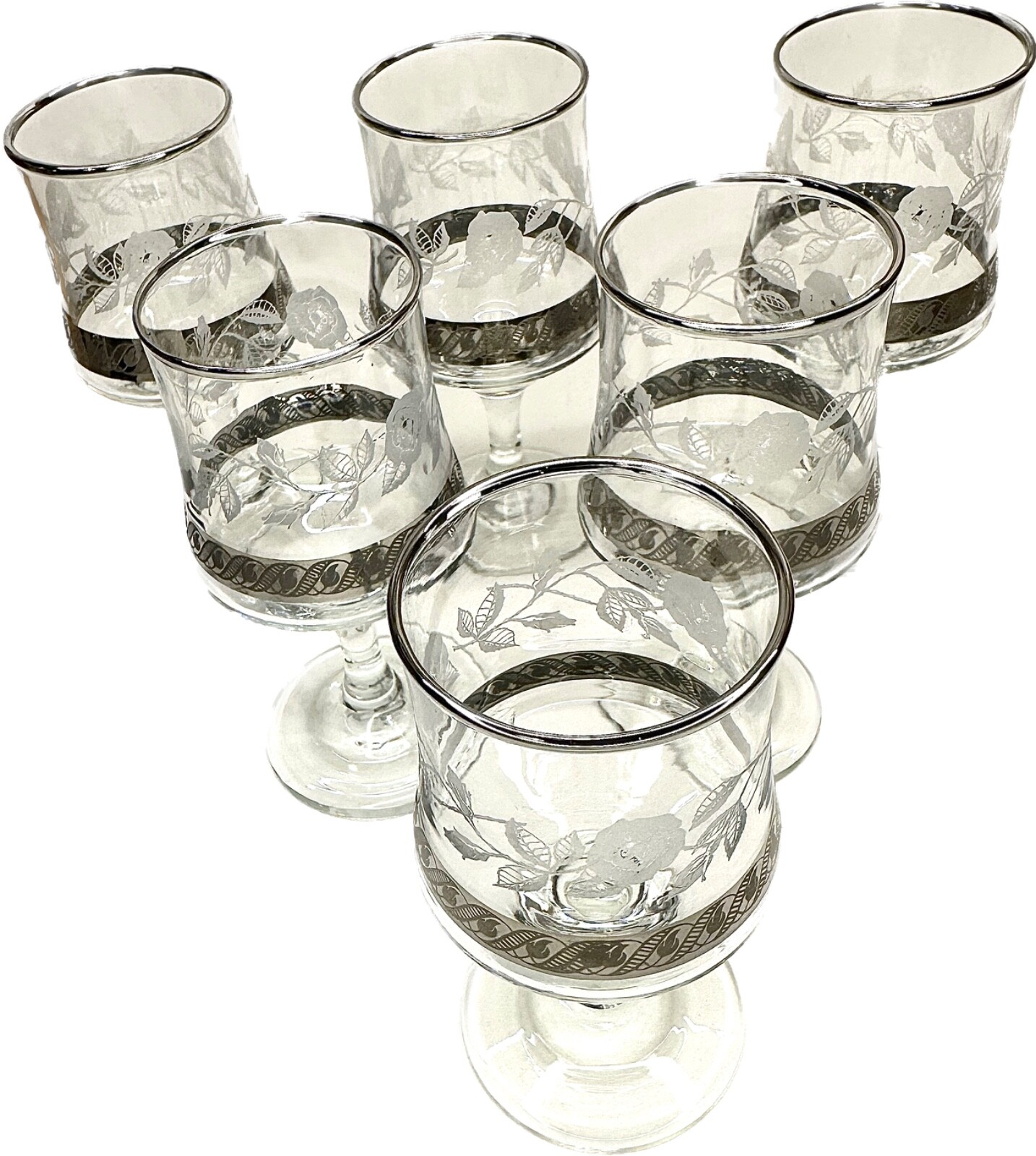 6 Vintage boxed Dema Sherry Glasses 1970's Silver perfect Mother’s Day