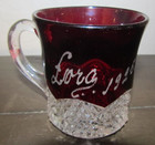 Red Ruby Flash Punch Cups Souvenir Glass Challis Johnstown, PA Confectioners — photo 5