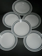 Lot of 6 Corelle Black & White 6 1/2" Salad Dessert Plates EUC