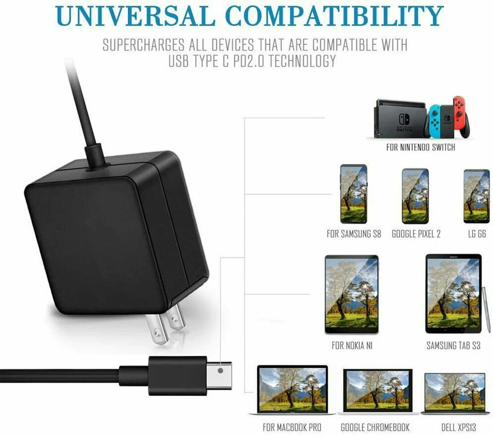 Cargador adaptador de CA de 90 W para Dell Latitude 7389 2 en 1 PC cable de alimentación red Foto 2 de 4