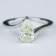 3Cttw White Pear Shape Stone Women's Engagement Ring Solid 925 Sterling Silver