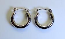Beautiful Unisex 14K White Gold SMALL Hoop Earrings