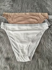 Calvin Klein Panties Lot of 2 Ribbed Bikini Panty White  Tan XL