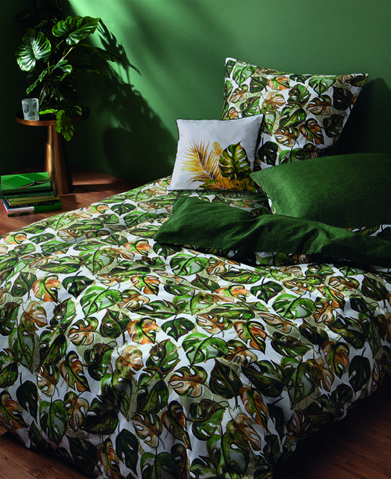 Sympathica Satin Bettwsche Leaves Bltter Wende grn 155x220 cm | eBay