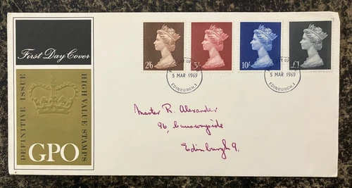 United Kingdom 1969 - Elizabeth II FDC with stamps set Edinburgh.1