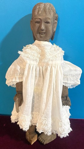 MUÑECA DE FERTILIDAD CHINA ANTIGUA MADERA FEMENINA extremidades articuladas con clavijas/colas 15" - Imagen 16 de 24